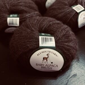 Plymouth Yarn Baby Alpaca Brush brown Bulky soft 306   LOT OF 5   Alpaca/acrylic
